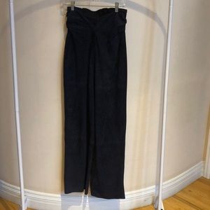 Vintage High Waist Blue Suede Leather Pants